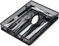🗄️ jane eyre utensil drawer organizer - cutlery tray for kitchen storage, 5-component divider, non-slip foam feet, mesh wire design (black) logo