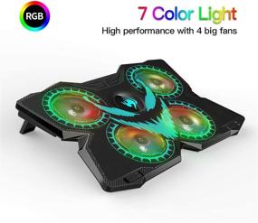 img 2 attached to 💻 2021 New Laptop Cooling Pad - RGB 7 Color Light Gaming Cooler, Silent Fans, Stand Cooling Pad for Notebook, USB Powered, Compatible up to 17" - Control Fan Speed for PC