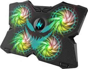img 4 attached to 💻 2021 New Laptop Cooling Pad - RGB 7 Color Light Gaming Cooler, Silent Fans, Stand Cooling Pad for Notebook, USB Powered, Compatible up to 17" - Control Fan Speed for PC