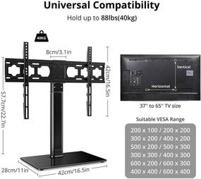 img 2 attached to 📺 Universal Swivel TV Stand/Base-Table Top TV Stand with Mount - Fits 37-65 Inch LCD LED TVs - Height Adjustable TV Mount Stand with Tempered Glass Base - VESA 600X400MM - Holds up to 88lbs