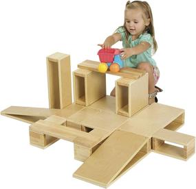img 1 attached to 🏢 ECR4Kids 18-Piece Oversized Hollow Natural Set