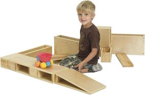 img 4 attached to 🏢 ECR4Kids 18-Piece Oversized Hollow Natural Set