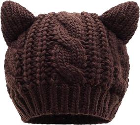 img 3 attached to UmbWorld Cute CAT Kitty Ears Knitted Crochet Rib Hat Cap - Perfect for Women, Girls, Boys, and Teens!