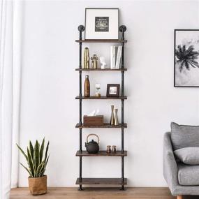 img 3 attached to Multipurpose Industrial Pipe Shelves: Rustic Wood Ladder Bookshelf for Stylish Living Room Decor and Versatile Storage