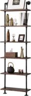 multipurpose industrial pipe shelves: rustic wood ladder bookshelf for stylish living room decor and versatile storage logo