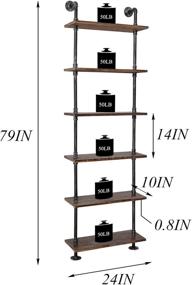 img 2 attached to Multipurpose Industrial Pipe Shelves: Rustic Wood Ladder Bookshelf for Stylish Living Room Decor and Versatile Storage