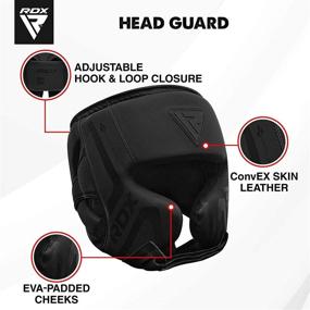 img 2 attached to 🥊 RDX Headgear Boxing Sparring Grappling, Maya Hide Leather, Multi Layered Padding - Ultimate MMA, Muay Thai, Kickboxing Training Gear for Martial Arts, BJJ, Wrestling & Karate - Black