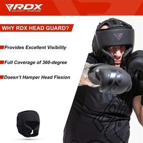 img 1 attached to 🥊 RDX Headgear Boxing Sparring Grappling, Maya Hide Leather, Multi Layered Padding - Ultimate MMA, Muay Thai, Kickboxing Training Gear for Martial Arts, BJJ, Wrestling & Karate - Black