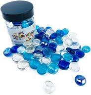 💎 flat marbles sea glass gems stones mix - sea blue, royal blue, clear for vase fillers, crafts, mancala board games, table scatter, floral decor, aquarium - approximately 55 pcs, 0.68 lb logo