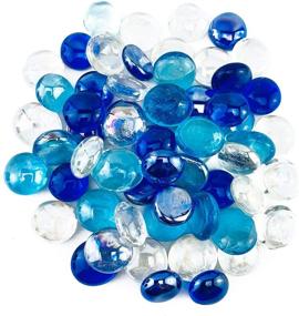 img 3 attached to 💎 Flat Marbles Sea Glass Gems Stones Mix - Sea Blue, Royal Blue, Clear for Vase Fillers, Crafts, Mancala Board Games, Table Scatter, Floral Decor, Aquarium - Approximately 55 Pcs, 0.68 LB