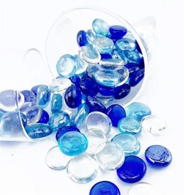 img 1 attached to 💎 Flat Marbles Sea Glass Gems Stones Mix - Sea Blue, Royal Blue, Clear for Vase Fillers, Crafts, Mancala Board Games, Table Scatter, Floral Decor, Aquarium - Approximately 55 Pcs, 0.68 LB