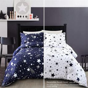 img 3 attached to 🌟 Dream Star Duvet Cover Set: Luxury Space Theme Bedding in Blue and White - Queen Size