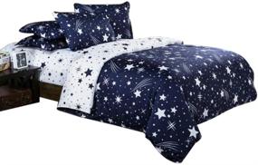 img 4 attached to 🌟 Dream Star Duvet Cover Set: Luxury Space Theme Bedding in Blue and White - Queen Size