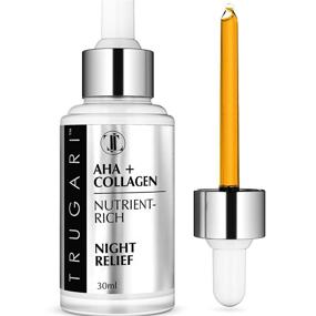 img 4 attached to 🌙 AHA + Collagen Nutrient-Rich Night Relief - Youthful Vitamin Infused Night Serum with Grapefruit Retinol and Hyaluronic Acid - Anti Aging Facial Moisturizer for Dry and Sensitive Skin - Suitable for Women and Men