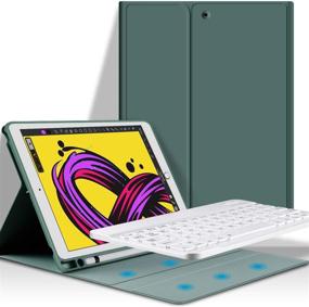 img 4 attached to KenKe iPad Mini 4 / Mini 5 Keyboard Case with Pencil Holder & Detachable Wireless Bluetooth Keyboard - Dark Green