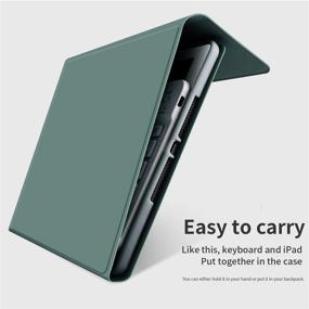 img 3 attached to KenKe iPad Mini 4 / Mini 5 Keyboard Case with Pencil Holder & Detachable Wireless Bluetooth Keyboard - Dark Green