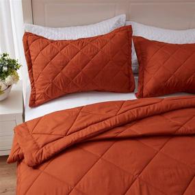 img 2 attached to 🌞 SunStyle Home King Quilt Set: Lightweight Burnt Orange Comforter Set with Diamond Pattern – All Season 3-Piece Bedding Set (1 Quilt, 2 Pillow Shams)