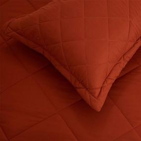 img 1 attached to 🌞 SunStyle Home King Quilt Set: Lightweight Burnt Orange Comforter Set with Diamond Pattern – All Season 3-Piece Bedding Set (1 Quilt, 2 Pillow Shams)