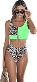 img 4 attached to Floerns Womens Leopard Bathing Gray Withe