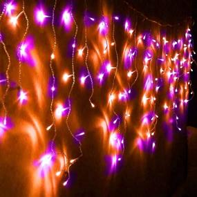 img 2 attached to Dazzle Bright 360 LED Outdoor Icicle Christmas Lights: Illuminating Christmas Decorations with 8 Modes; Perfect Fairy Lights for Patio, Garden, Holiday Party - Orange & Purple