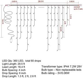 img 3 attached to Dazzle Bright 360 LED Outdoor Icicle Christmas Lights: Illuminating Christmas Decorations with 8 Modes; Perfect Fairy Lights for Patio, Garden, Holiday Party - Orange & Purple