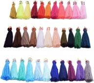 🎨 konmay 50pcs 1.4'' (3.5cm) soft handmade silky mini craft tassels with golden jump ring for diy projects - mixed assortment logo