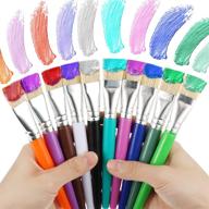 🖌️ set of 30 large flat bristle paint brushes with plastic holder – assorted colors for kids art supplies, ideal for oil painting and watercolor logo