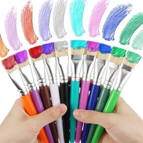 img 4 attached to 🖌️ Set of 30 Large Flat Bristle Paint Brushes with Plastic Holder – Assorted Colors for Kids Art Supplies, Ideal for Oil Painting and Watercolor