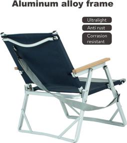 img 1 attached to 🪑 Ultralight Low Beach Concert Camping Folding Chair - iClimb (Beige & Navy)