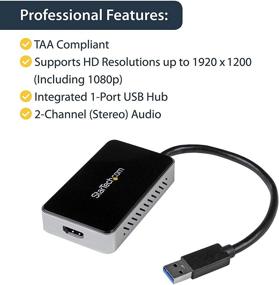 img 1 attached to Black StarTech.com USB 3.0 to HDMI & DVI Adapter with USB Port - External Video & Graphics Card Adapter - Dual Monitor Hub - Windows Compatible (USB32HDEH)