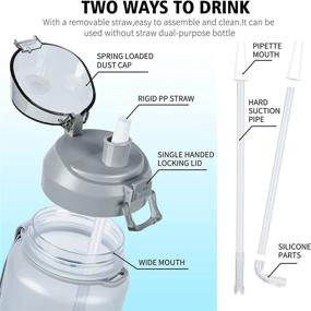 img 3 attached to 💧 ABYON Water Bottle with Removable Straw - 64Oz Half Gallon Container – Leak-Proof, Dust-Proof, Hydration Measurements – Non-BPA Tritan Plastic – Sturdy Bottom, Paracord Handle