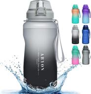 💧 abyon water bottle with removable straw - 64oz half gallon container – leak-proof, dust-proof, hydration measurements – non-bpa tritan plastic – sturdy bottom, paracord handle logo