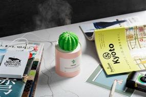 img 1 attached to 🌵 Portable Cactus Mini Humidifier, 280ml USB Cool Mist for Bedroom, Home, Office, Yoga, Car, Travel (Pink) - Ultra-Quiet Operation
