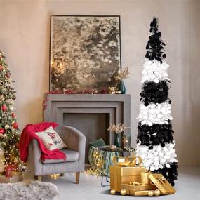 img 3 attached to 🎄 Macting 5ft Pop Up Tinsel Christmas Tree: Easy-Assembly Coastal Decoration with Large Foil Sequins for Indoor and Outdoor Holiday Xmas Decor