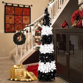 img 2 attached to 🎄 Macting 5ft Pop Up Tinsel Christmas Tree: Easy-Assembly Coastal Decoration with Large Foil Sequins for Indoor and Outdoor Holiday Xmas Decor
