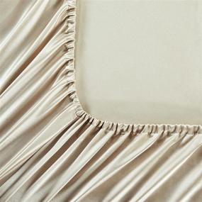 img 2 attached to Silk Satin Bed Sheets: Queen Size Set with Ultra Soft Silky Bedding & Extra Deep Pocket, Queen Taupe