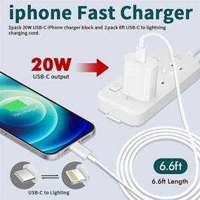 img 1 attached to Efficient MFi Certified Type C Power USB-C Wall Charger 2-Pack with 6.6FT Cable - Compatible with iPhone 13/12/11/X Series