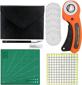 img 4 attached to 45mm Rotary Cutter Kit with 5 Extra Blades, Cutting Mat, Patchwork Ruler, Precision Knife, Craft Knife - Premium Craft Supplies Set for Sewing, Quilting, and More