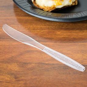 img 1 attached to 🍴 Netko Heavyweight Clear Plastic Knife - Premium 300 Pack of Disposable Heavy Duty Cutlery Utensils