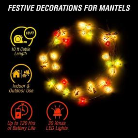 img 3 attached to 🎄 Volkano 10 Ft Battery Operated Christmas Lights - Twinkle Holiday Series, 30 LED Decorations with Mixed Patterns for Xmas Garden, Patio, Bedroom, Party Decor - Indoor/Outdoor Night Lighting