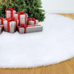 img 4 attached to 🎄 48 Inch Snow White Plush Tree Skirt for Christmas Decorations - Faux Fur Skirt for Merry Christmas Party and Holiday Tree Decor