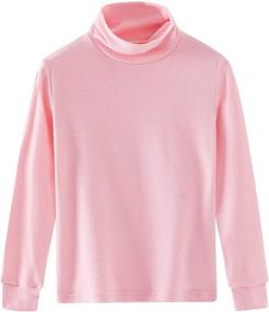 img 2 attached to Soft Cotton Long Sleeve Mock Turtleneck Shirts for Spring&amp;Gege Little &amp; Big Kids