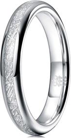 img 4 attached to 💍 THREE KEYS JEWELRY Tungsten Wedding Ring with Imitated Meteorite Design - Imitation Silver Polished Band in 4mm, 6mm, and 8mm Sizes