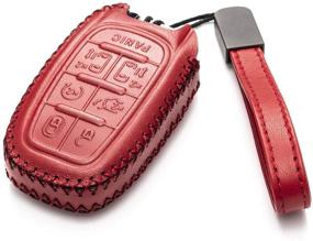img 3 attached to Vitodeco Genuine Leather Smart Key Fob Case Cover Protector With Leather Key Chain For 2017-2021 Chrysler Pacifica (7-Button Interior Accessories