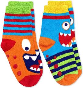 img 3 attached to 🧦 Cozy and Cute: Jefferies Socks Boys Monster Fuzzy Non-Skid Slipper Socks 2 Pack