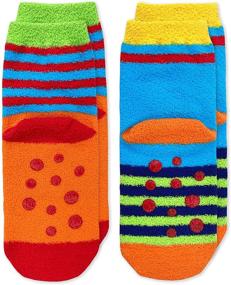 img 2 attached to 🧦 Cozy and Cute: Jefferies Socks Boys Monster Fuzzy Non-Skid Slipper Socks 2 Pack