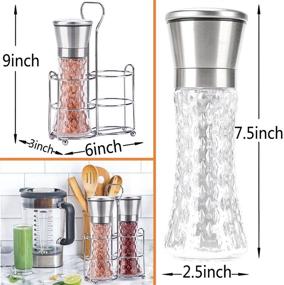 img 3 attached to 🧂 AAILDEHY Salt and Pepper Grinder Set: Stainless Steel Mill with Adjustable Coarseness, Ceramic Refillable Grinder, Glass Shaker with Stand