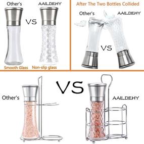 img 2 attached to 🧂 AAILDEHY Salt and Pepper Grinder Set: Stainless Steel Mill with Adjustable Coarseness, Ceramic Refillable Grinder, Glass Shaker with Stand