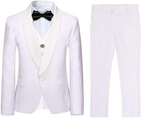 img 4 attached to 🤵 Elegant Boys' Wedding Attire: Boyland Pieces Tuxedo Jacquard Clothing Collection