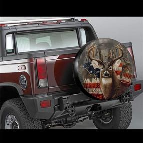 img 3 attached to Cozipink Deer American Flag Elk Spare Tire Cover - Weatherproof Wheel Protectors for Trailers, RVs, SUVs, Trucks, Campers - Universal Fit [14, 15, 16, 17 Inches] - Camping Travel Essential!